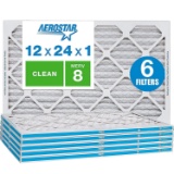 Aerostar Clean House 12x24x1 MERV 8 Pleated Air Filter 6 Pack, White (B01CSWOIO6) - $31.24 MSRP