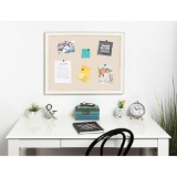 DesignOvation Macon Framed Linen Fabric Pinboard, Soft White