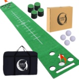 2-FNS Golf Beer Pong Game Set Green Mat, Great Golf Putting Green Beer Pong Games for Backyard