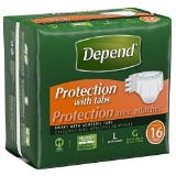Depend Protection with Tabs Maximum Briefs, Large,16 Count