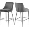 Karina Counter Stool in Grey Velvet on Polished Chrome Legs (Set of 2) by Meridian Furniture