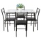 Vecelo Dining Table with 4 Chairs Black
