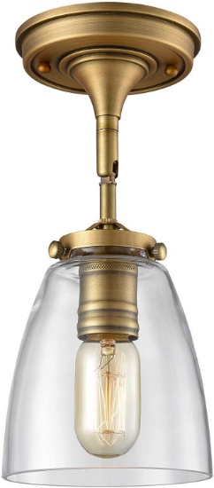 WILDSOUL 20051AB Vintage Farmhouse Mini Dome Pendant, LED Compatible Kitchen Bar $19.99 MSRP