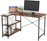 Bestier Small L-Shaped Desk with Storage Shelves 47 Inch Corner Desk with Shelves Writing Desk Table