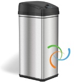 iTouchless Deodorizer Touch-Free Sensor 13-Gallon Automatic Stainless-Steel Trash Can