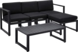 Christopher Knight Home Navan Outdoor Aluminum Sofa Set with Water Resistant Cushions, 5-Pcs Set,