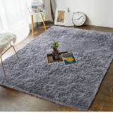 Andecor Soft Fluffy Bedroom Rugs - 4 x 5.9 Feet Indoor Shaggy Plush Area Rug / Comforter Grey
