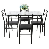 Vecelo Dining Table with 4 Chairs Black