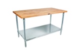 John Boos JNS10 Maple Top Work Table with Galvanized Steel Base - $497.41 MSRP