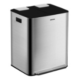 ANVAVA Dual Trash Can, 30L (2x15L) Stainless Steel Step Trash Can with Removable Inner Bucket