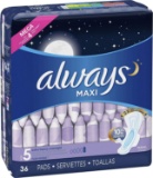 Always Maxi Feminine Pads for Women, Size 5, Extra Heavy Overnight Absorbency with Wings $34.32 MSRP