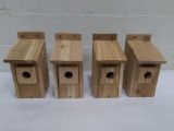 Wooden Bird Houses, 4-Pack