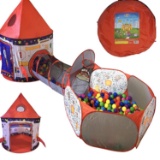 Playz 3pc RocketShip AstronautKids Play Tent,Tunnel and BallPit with BasketballHoop Toys $39.95 MSRP