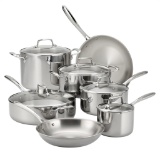 Tramontina 12-Piece Tri-Ply Clad Stainless Steel Cookware Set, with Glass Lids - $239.95 MSRP