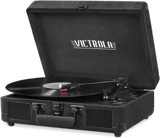 Victrola Vintage 3-Speed Bluetooth Portable Suitcase Record Player With Built-In - $46.77 MSRP