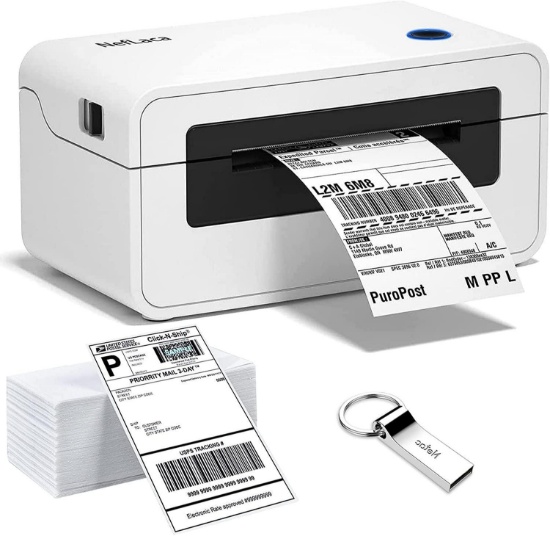 NefLaca Shipping Lable Printer, Direct Thermal Label Printing for Shipment Package, (White)