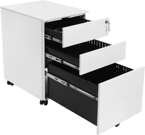 SONGMICS Steel File Cabinet 3 Drawer with Lock, White (UOFC60WT) - $119.99 MSRP