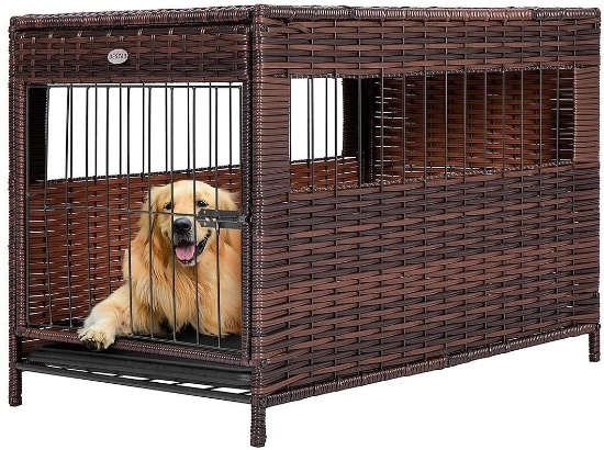 DEStar Heavy Duty PE Rattan Wicker Pet Dog Cage Crate Indoor Outdoor Puppy House Shelter$169.99 MSRP