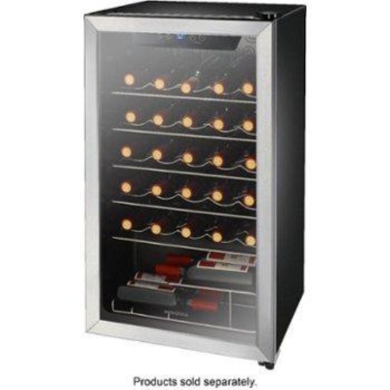 Insignia - 29-Bottle Wine Cooler - Stainless steel