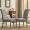 Roundhill Furniture Habit Solid Wood Tufted Parsons Dining Chair, Gray, Set of 2