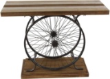 Deco 79 Metal and Wood Wheel Console, Brown/Black, 14