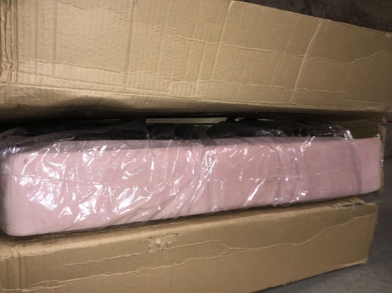Upholstered Platform Bed Twin Pink