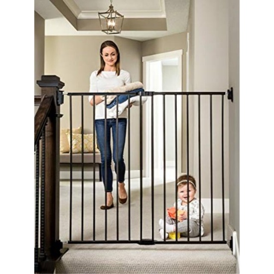 Regalo Extra Tall Stairway and Hallway Walk Through Baby Gate, Black - $39.88 MSRP
