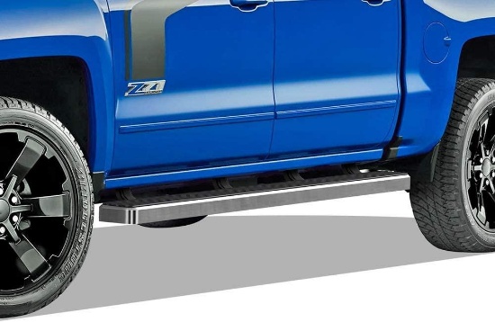 APS iBoard Running Boards 5 inches Custom Fit 2007-2018 Chevy Silverado Sierra and 2019 2500 HD 3500