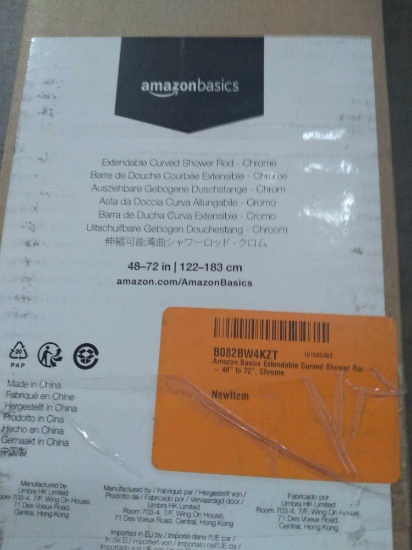 AmazonBasics Extendable Curved Shower Rod - 48" x 72", Chrome