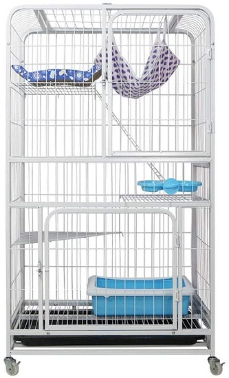 S-Lifeeling Cat Cage Cat Playpen Box Creat Kennel 3Tier Cat House Cat Condo Folding Metal Crate Cage