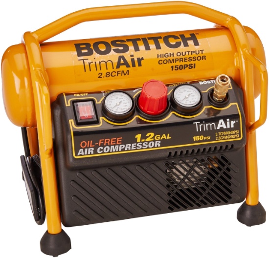 BOSTITCH Air Compressor for Trim, Oil-Free, High-Output, 1.2 Gallon, 120 PSI - $175.00 MSRP