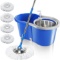 Masthome 360 Spin Mop and Bucket Set with 4 Microfiber Mop Pads Self-Wringing Cleaning