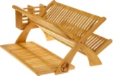 Earth's Dreams Bamboo Dish Drying Rack with Bonus Utensil Holder - Collapsible Kitchen Dish Drainer