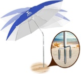 AosKe Beach Umbrella UV 50+,Umbrella with Sand Anchor and Tilt Aluminum Pole, Outdoor Sunshade...