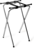 New Star 20007 Mirror Chrome Finish Steel Double Bar Folding Tray Stand, 31-Inch, Silver
