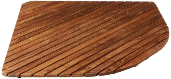 Erika Corner Shower Spa Mat in Solid Teak Wood and Oiled Finish, X-Large, 30" x 30" - $139.02 MSRP