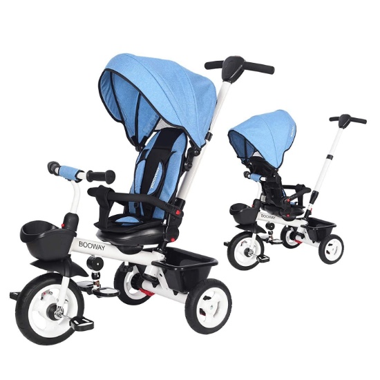 BOOWAY Baby Tricycle, 6-in-1 Kids Stroller Tricycle with Adjustable Push Handle - $127.99 MSRP
