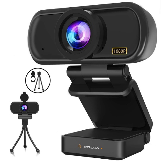 1080P Webcam With Microphone, Nertpow NP HD USB Camera, Flexible Rotatable Clip, 110- $39.99 MSRP
