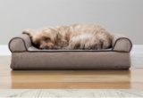 Furhaven Memory Foam Pet Bed For Dogs And Cats - Sofa-Style Sherpa And Chenille Couch - $57.98 MSRP