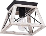 Luupyia Farmhouse Ceiling Light Fixture Flush Mount, One-Light Square Farmhouse Chandelier Lighting
