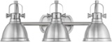 Emliviar 3-Light Bathroom Vanity Light Fixture, Brushed Nickel Finish with Metal Shade $91.26 MSRP
