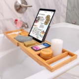 Bamboo Bathtub Tray - Perfect Expandable Bathtub Caddy with Reading Rack or Tablet $29.99 MSRP