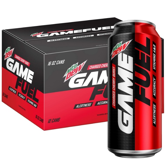Mountain Dew Game Fuel, Charged Cherry Burst, 16 Fl. Oz. Cans (12 Pack) (Packaging May Vary), 192...