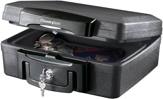 SentrySafe H0100 Fireproof Waterproof Box with Key Lock, 0.17 Cubic Feet, Black - $29.88 MSRP