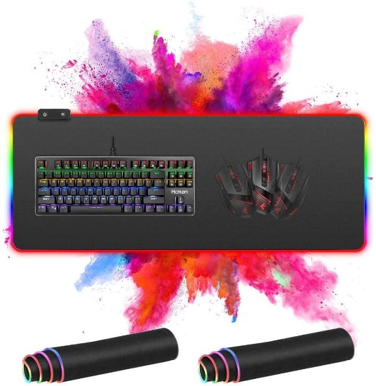 Meboyz 2 Pack RGB Gaming Mouse Pad, Large Soft Led Mouse Pad with 14 Lighting Modes 2 - $57.98 MSRP