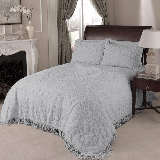 Beatrice Home Fashions Medallion Chenille, King, Gray $75.98 MSRP