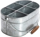 Hosley's Galvanized Carry All Kitchen Utensil Caddy Serve Ware 13 Inch Long. Ideal for Party Garden