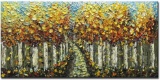 Asdam Art-Yellow Birch Tree Art Oil Painting on Canvas 3D (Asd083)
