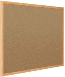 Mead Corkboard, Framed Bulletin Board, 4' x 3', Cork Board, Oak Finish Frame (85367)