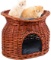 XIANGAN Cat Bad Rattan Wicker Basket Indoor Bunk Play House Handmade Cat Cave Puppy Pet Beds 2 Layer